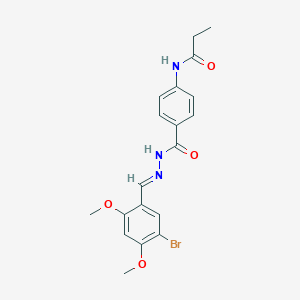 molecular formula C19H20BrN3O4 B323456 N-(4-{[2-(5-bromo-2,4-dimethoxybenzylidene)hydrazino]carbonyl}phenyl)propanamide 