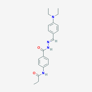 molecular formula C21H26N4O2 B323458 N-[4-({2-[4-(diethylamino)benzylidene]hydrazino}carbonyl)phenyl]propanamide 