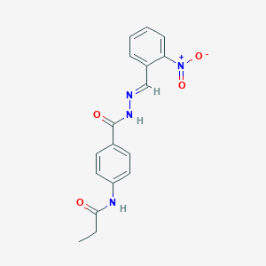 molecular formula C17H16N4O4 B323459 N-{4-[(2-{2-nitrobenzylidene}hydrazino)carbonyl]phenyl}propanamide 