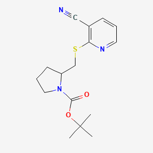 molecular formula C16H21N3O2S B3234603 tert-Butyl 2-(((3-cyanopyridin-2-yl)thio)methyl)pyrrolidine-1-carboxylate CAS No. 1353978-84-3
