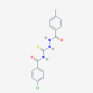 molecular formula C16H14ClN3O2S B323463 4-chloro-N-{[2-(4-methylbenzoyl)hydrazino]carbothioyl}benzamide 