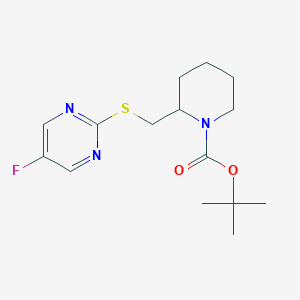 molecular formula C15H22FN3O2S B3234631 2-(5-Fluoro-pyrimidin-2-ylsulfanylmethyl)-piperidine-1-carboxylic acid tert-butyl ester CAS No. 1353979-29-9