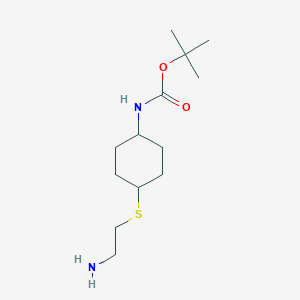 molecular formula C13H26N2O2S B3234690 [4-(2-Amino-ethylsulfanyl)-cyclohexyl]-carbamic acid tert-butyl ester CAS No. 1353980-14-9