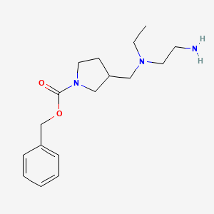 molecular formula C17H27N3O2 B3234812 3-{[(2-Amino-ethyl)-ethyl-amino]-methyl}-pyrrolidine-1-carboxylic acid benzyl ester CAS No. 1353981-87-9