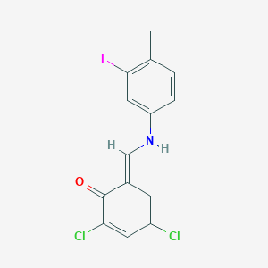molecular formula C14H10Cl2INO B323497 (6E)-2,4-dichloro-6-[(3-iodo-4-methylanilino)methylidene]cyclohexa-2,4-dien-1-one 
