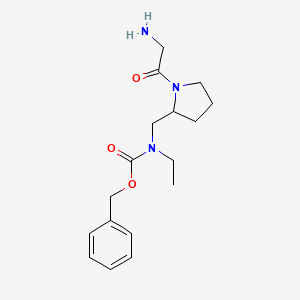 molecular formula C17H25N3O3 B3235006 [1-(2-Amino-acetyl)-pyrrolidin-2-ylmethyl]-ethyl-carbamic acid benzyl ester CAS No. 1353986-09-0
