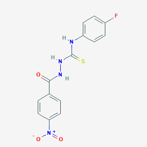 molecular formula C14H11FN4O3S B323511 N-(4-fluorophenyl)-2-(4-nitrobenzoyl)hydrazinecarbothioamide 