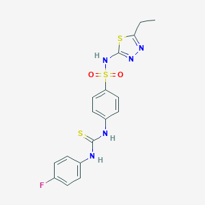 molecular formula C17H16FN5O2S3 B323519 N-(5-ethyl-1,3,4-thiadiazol-2-yl)-4-({[(4-fluorophenyl)amino]carbonothioyl}amino)benzenesulfonamide 