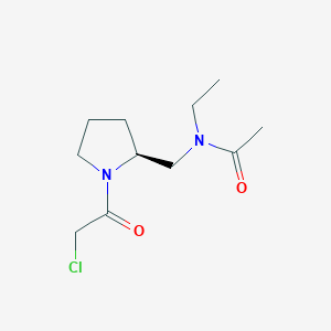molecular formula C11H19ClN2O2 B3235236 N-[(S)-1-(2-Chloro-acetyl)-pyrrolidin-2-ylmethyl]-N-ethyl-acetamide CAS No. 1353997-03-1