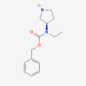 molecular formula C14H20N2O2 B3235296 Ethyl-(R)-pyrrolidin-3-yl-carbamic acid benzyl ester CAS No. 1354001-87-8