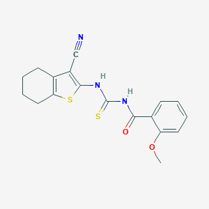 molecular formula C18H17N3O2S2 B323533 N-[(3-cyano-4,5,6,7-tetrahydro-1-benzothiophen-2-yl)carbamothioyl]-2-methoxybenzamide 
