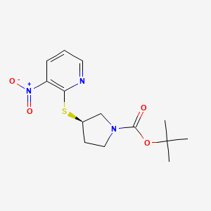 molecular formula C14H19N3O4S B3235343 (R)-tert-Butyl 3-((3-nitropyridin-2-yl)thio)pyrrolidine-1-carboxylate CAS No. 1354006-95-3