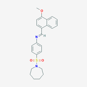 molecular formula C24H26N2O3S B323538 4-(1-azepanylsulfonyl)-N-[(4-methoxy-1-naphthyl)methylene]aniline 