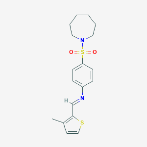 molecular formula C18H22N2O2S2 B323542 4-(1-azepanylsulfonyl)-N-[(3-methyl-2-thienyl)methylene]aniline 