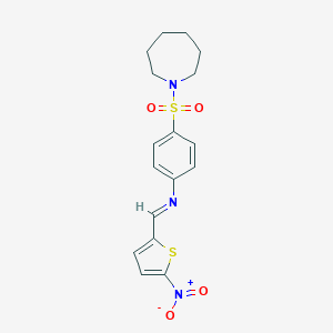 molecular formula C17H19N3O4S2 B323543 4-(1-azepanylsulfonyl)-N-[(5-nitro-2-thienyl)methylene]aniline 