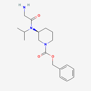 molecular formula C18H27N3O3 B3235446 (S)-3-[(2-Amino-acetyl)-isopropyl-amino]-piperidine-1-carboxylic acid benzyl ester CAS No. 1354011-08-7