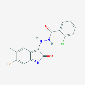 molecular formula C16H11BrClN3O2 B323545 N'-(6-bromo-5-methyl-2-oxoindol-3-yl)-2-chlorobenzohydrazide 