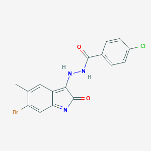 molecular formula C16H11BrClN3O2 B323548 N'-(6-bromo-5-methyl-2-oxoindol-3-yl)-4-chlorobenzohydrazide 