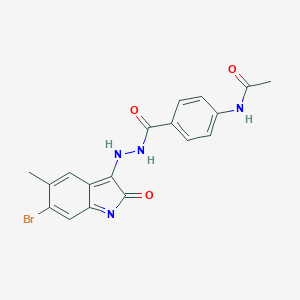 molecular formula C18H15BrN4O3 B323554 N-[4-[[(6-bromo-5-methyl-2-oxoindol-3-yl)amino]carbamoyl]phenyl]acetamide 