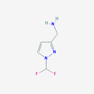 molecular formula C5H7F2N3 B3235649 1-[1-(difluoromethyl)-1H-pyrazol-3-yl]methanamine CAS No. 1354703-66-4