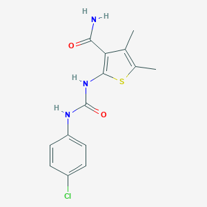 molecular formula C14H14ClN3O2S B323567 2-{[(4-Chloroanilino)carbonyl]amino}-4,5-dimethylthiophene-3-carboxamide 