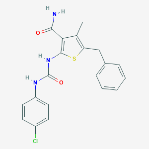 molecular formula C20H18ClN3O2S B323568 5-Benzyl-2-{[(4-chloroanilino)carbonyl]amino}-4-methylthiophene-3-carboxamide 