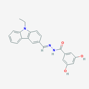 molecular formula C22H19N3O3 B323572 N'-[(9-ethyl-9H-carbazol-3-yl)methylene]-3,5-dihydroxybenzohydrazide 