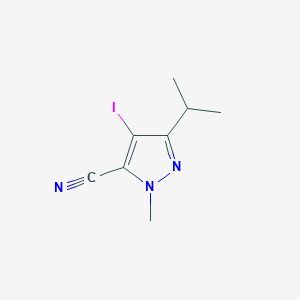 molecular formula C8H10IN3 B3235747 4-Iodo-1-methyl-3-(methylethyl)pyrazole-5-carbonitrile CAS No. 1354706-64-1