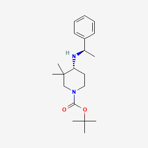 molecular formula C20H32N2O2 B3235945 (R)-tert-butyl 3,3-dimethyl-4-((R)-1-phenylethylamino)piperidine-1-carboxylate CAS No. 1357396-57-6