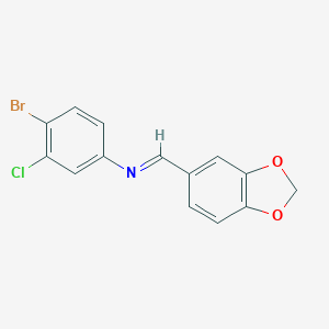 molecular formula C14H9BrClNO2 B323598 N-(1,3-benzodioxol-5-ylmethylene)-N-(4-bromo-3-chlorophenyl)amine 