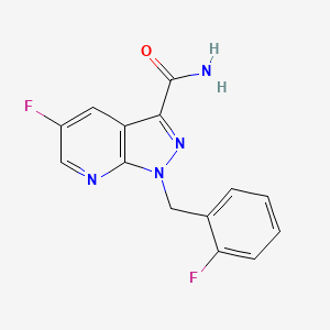 molecular formula C14H10F2N4O B3236070 5-氟-1-(2-氟苄基)-1H-吡唑并[3,4-b]吡啶-3-甲酰胺 CAS No. 1361232-73-6