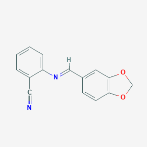 molecular formula C15H10N2O2 B323608 2-[(1,3-Benzodioxol-5-ylmethylene)amino]benzonitrile 
