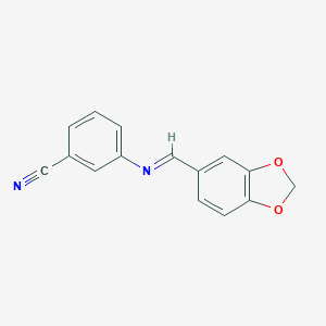 molecular formula C15H10N2O2 B323611 3-[(1,3-Benzodioxol-5-ylmethylene)amino]benzonitrile 