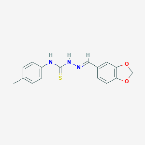 molecular formula C16H15N3O2S B323614 (2E)-2-(1,3-benzodioxol-5-ylmethylidene)-N-(4-methylphenyl)hydrazinecarbothioamide 