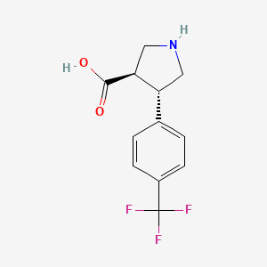 molecular formula C12H12F3NO2 B3236169 Trans-4-(4-(trifluoromethyl)phenyl)pyrrolidine-3-carboxylic acid CAS No. 1363594-80-2