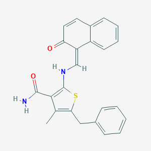 molecular formula C24H20N2O2S B323621 5-benzyl-4-methyl-2-[[(Z)-(2-oxonaphthalen-1-ylidene)methyl]amino]thiophene-3-carboxamide 