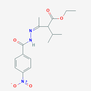 ethyl 2-(N-{4-nitrobenzoyl}ethanehydrazonoyl)-3-methylbutanoate