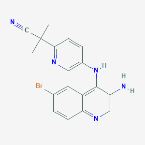 molecular formula C18H16BrN5 B3236563 2-(5-((3-Amino-6-bromoquinolin-4-yl)amino)pyridin-2-yl)-2-methylpropanenitrile CAS No. 1370616-09-3
