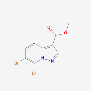 molecular formula C9H6Br2N2O2 B3236650 6,7-Dibromo-pyrazolo[1,5-a]pyridine-3-carboxylic acid methyl ester CAS No. 1373223-40-5