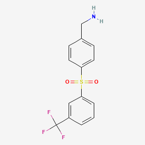 molecular formula C14H12F3NO2S B3236776 (4-((3-(三氟甲基)苯基)磺酰)苯基)甲胺 CAS No. 1374864-79-5