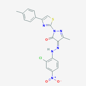 molecular formula C20H15ClN6O3S B323679 (4Z)-4-[(2-chloro-4-nitrophenyl)hydrazinylidene]-5-methyl-2-[4-(4-methylphenyl)-1,3-thiazol-2-yl]pyrazol-3-one 