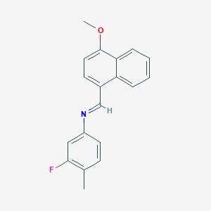 molecular formula C19H16FNO B323682 3-fluoro-N-[(E)-(4-methoxynaphthalen-1-yl)methylidene]-4-methylaniline 