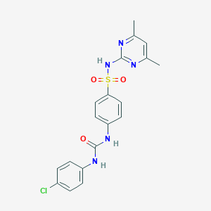 molecular formula C19H18ClN5O3S B323694 4-{[(4-chloroanilino)carbonyl]amino}-N-(4,6-dimethylpyrimidin-2-yl)benzenesulfonamide 