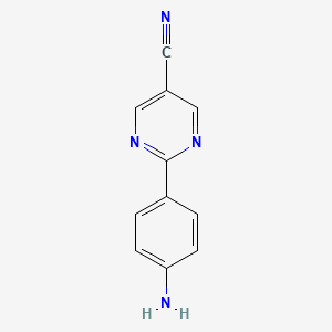 molecular formula C11H8N4 B3236985 2-(4-Aminophenyl)pyrimidine-5-carbonitrile CAS No. 1379303-16-8