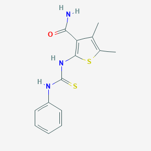 molecular formula C14H15N3OS2 B323701 2-[(Anilinocarbothioyl)amino]-4,5-dimethylthiophene-3-carboxamide 