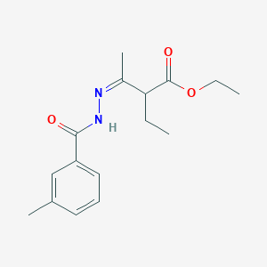 molecular formula C16H22N2O3 B323719 ethyl (3Z)-2-ethyl-3-[(3-methylbenzoyl)hydrazinylidene]butanoate 