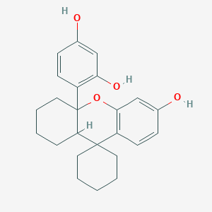 molecular formula C24H28O4 B3237273 4-(6-hydroxyspiro[2,3,4,9a-tetrahydro-1H-xanthene-9,1'-cyclohexane]-4a-yl)benzene-1,3-diol CAS No. 138446-23-8