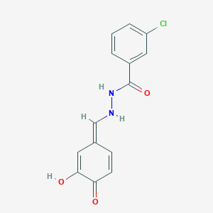 3-chloro-N'-[(E)-(3-hydroxy-4-oxocyclohexa-2,5-dien-1-ylidene)methyl]benzohydrazide