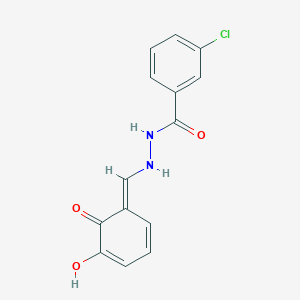 3-chloro-N'-[(E)-(5-hydroxy-6-oxocyclohexa-2,4-dien-1-ylidene)methyl]benzohydrazide