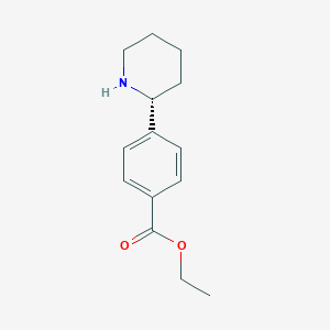 molecular formula C14H19NO2 B3237388 Benzoic acid, 4-(2R)-2-piperidinyl-, ethyl ester CAS No. 1388118-95-3